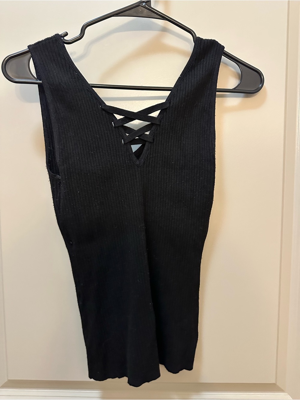 Black tank top with neckline detail